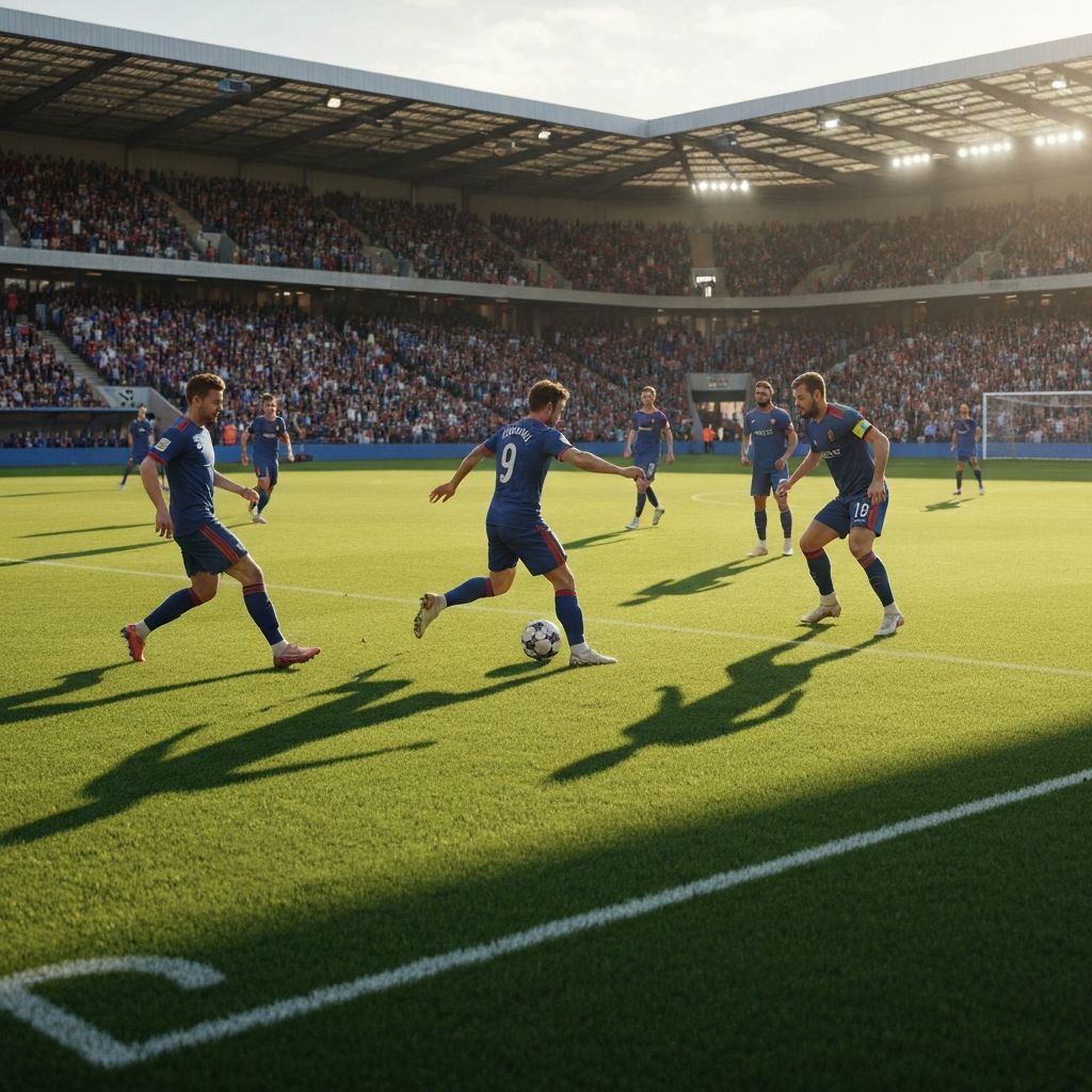 Live football match at a packed UK stadium
